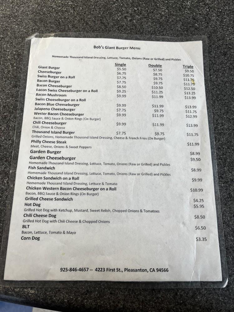 Bob's Giant Burgers Menu image 2