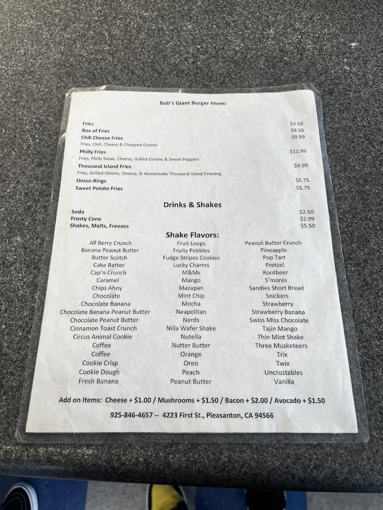 Bob's Giant Burgers Menu image 4